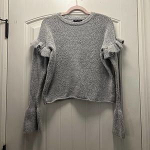 Romeo‎ & Juliet Couture Women's Pullover Ruffle Bell Sleeve Sweater Gray Size M